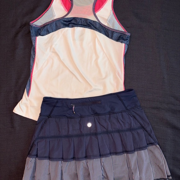 Lululemon Navy Tennis Skirt and Lucky in Love coordinating top. - Picture 2 of 10